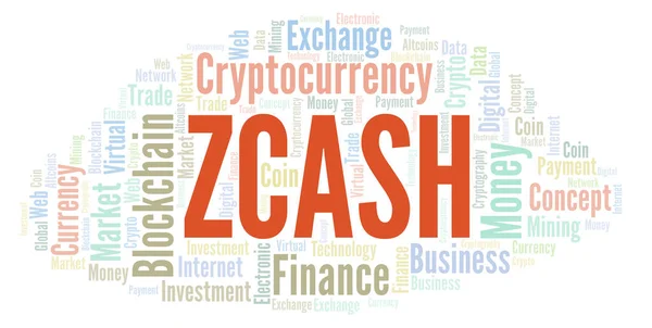 Zcash Cryptocurrency Érme Szó Felhő Gyártott Val Csak Szöveg Szó — Stock Fotó