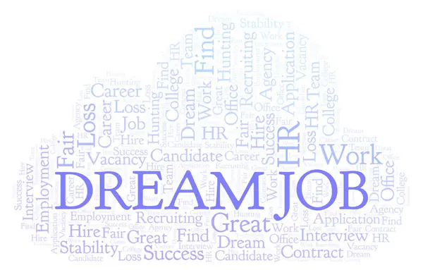 Nuvem Palavras Dream Job Wordcloud Feito Apenas Com Texto — Fotografia de Stock