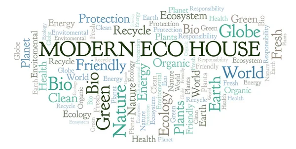 Modern Eco Ház Szó Felhő Wordcloud Készült Csak Szöveg — Stock Fotó