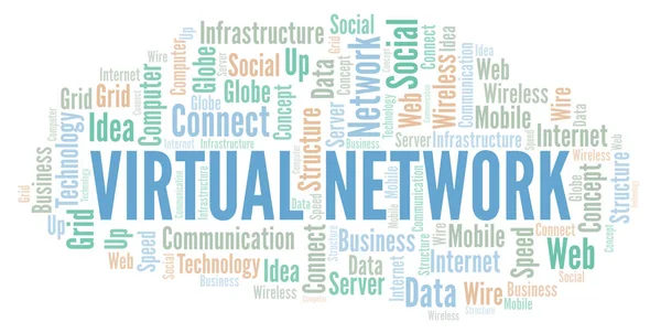 Virtual Network word cloud. Word cloud made with text only.