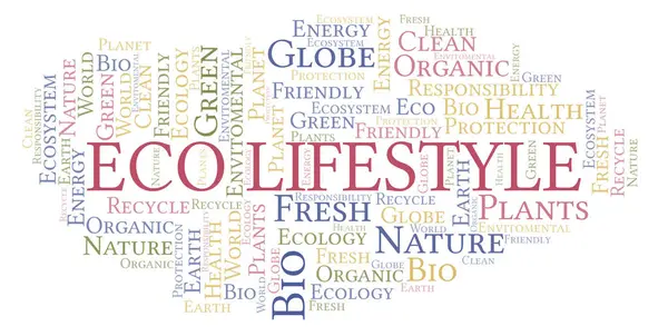 Eco Lifestyle Slovo Mrak Wordcloud Pouze Text — Stock fotografie