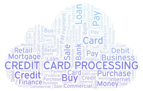 Hitelkártya Feldolgozás Szó Felhő Wordcloud Készült Csak Szöveg — Stock Fotó