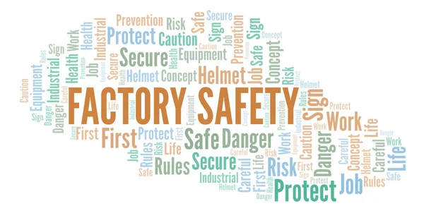 Factory Safety word cloud. Word cloud made with text only.
