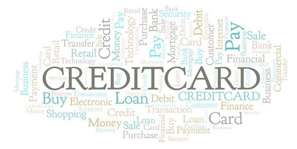 Creditcard Word Cloud Wordcloud Gjorda Med Endast Text — Stockfoto