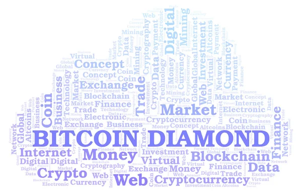 Bitcoin Gyémánt Cryptocurrency Érme Szó Felhő Gyártott Val Csak Szöveg — Stock Fotó