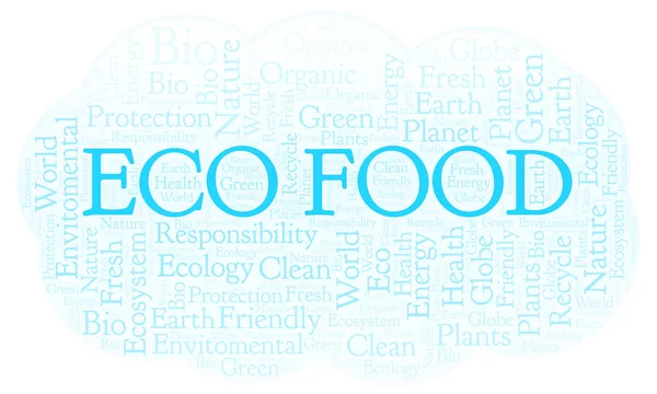 Eco Potraviny Tvaru Srdce Slovo Mrak Wordcloud Pouze Text — Stock fotografie