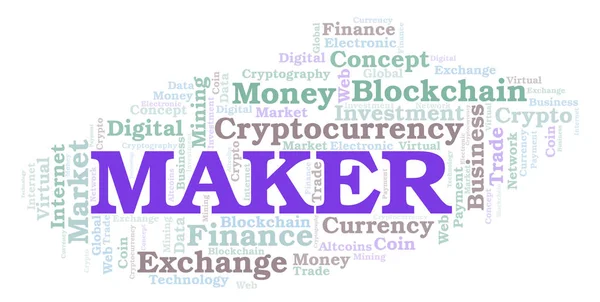 Maker Cryptocurrency Munt Word Cloud Word Cloud Gemaakt Met Alleen — Stockfoto