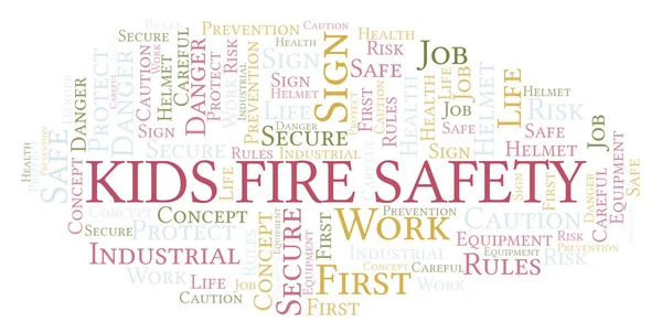 Kids Fire Safety word cloud. Word cloud made with text only.