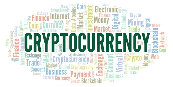 Cryptocurrency Cryptocurrency Munt Word Cloud Word Cloud Gemaakt Met Alleen — Stockfoto