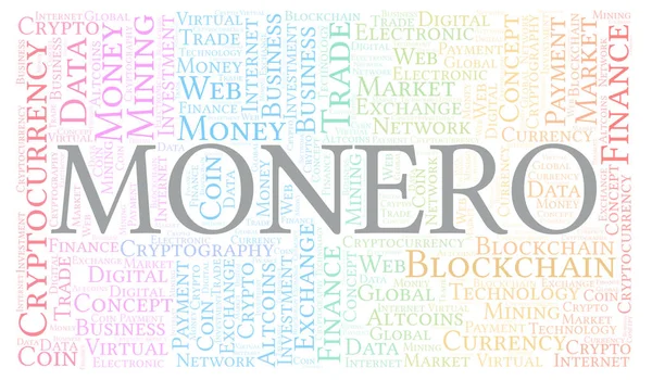 Monero cryptocurrency coin word cloud. Word cloud made with text only.