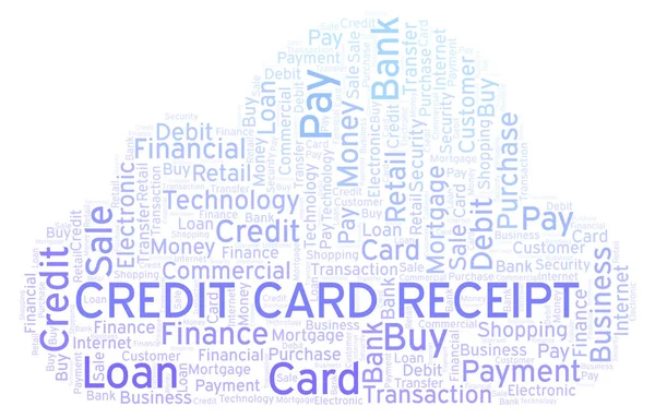 Carta Credito Ricevuta Parola Cloud Wordcloud Realizzato Solo Con Testo — Foto Stock