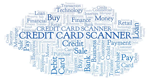 Credit Card Scanner word cloud. Wordcloud made with text only.