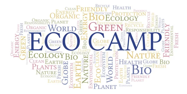 Nube Palabras Eco Camp Wordcloud Hecho Solo Con Texto —  Fotos de Stock