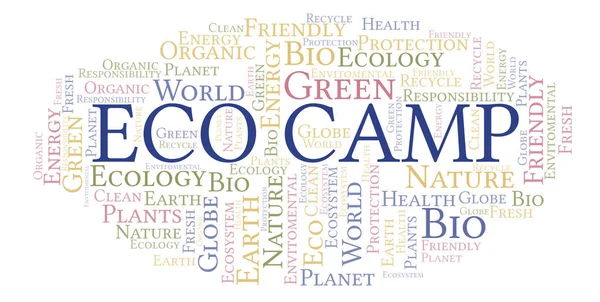 Nuvem Palavras Eco Camp Wordcloud Feito Apenas Com Texto — Fotografia de Stock