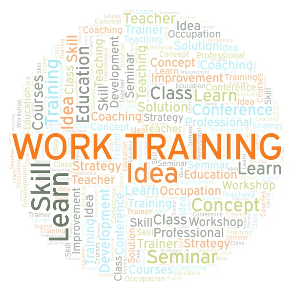 Training Word Cloud Werken Wordcloud Gemaakt Met Alleen Tekst — Stockfoto