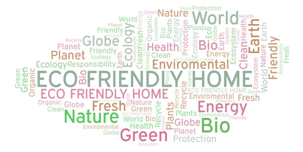 Eco Friendly Domů Slovo Mrak Wordcloud Pouze Text — Stock fotografie