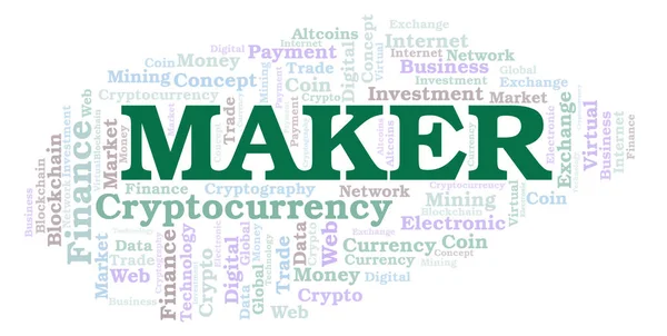 Maker Cryptocurrency Munt Word Cloud Word Cloud Gemaakt Met Alleen — Stockfoto