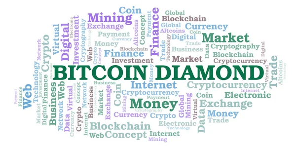 Bitcoin Gyémánt Cryptocurrency Érme Szó Felhő Gyártott Val Csak Szöveg — Stock Fotó