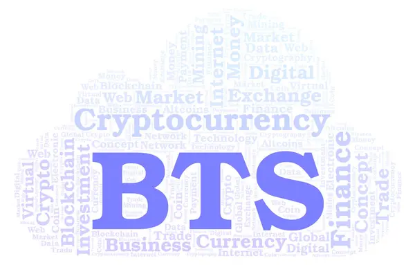 Bts Або Bitshares Cryptocurrency Монети Словом Хмара Слово Хмара Лише — стокове фото