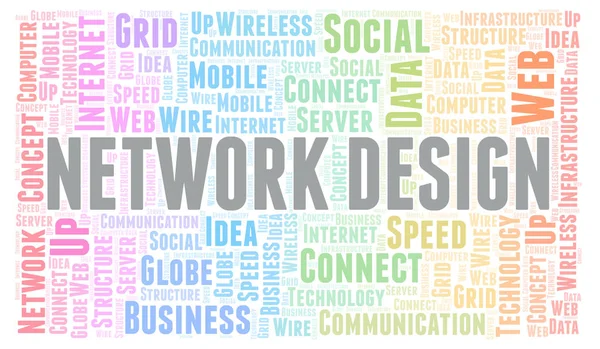 Network Design word cloud. Word cloud made with text only.