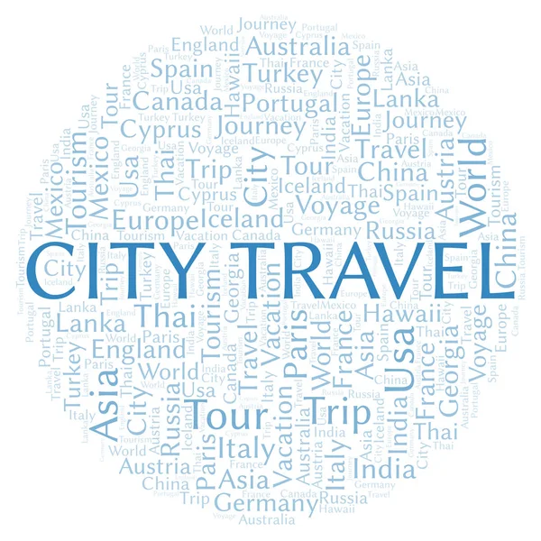 City Travel Nuvem Palavras Wordcloud Feito Apenas Com Texto — Fotografia de Stock