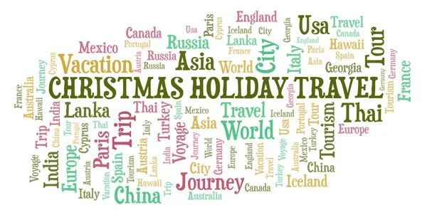 クリスマス ホリデー旅行単語の雲 テキストのみで作られた Wordcloud — ストック写真