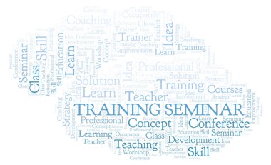 Eğitim Semineri kelime bulutu. Yalnızca metin ile yapılan Wordcloud.