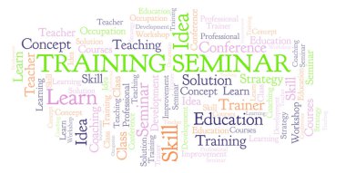 Eğitim Semineri kelime bulutu. Yalnızca metin ile yapılan Wordcloud.