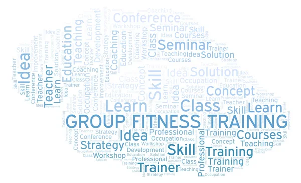 Wortwolke Des Gruppenfitness Trainings Wordcloud Nur Mit Text Erstellt — Stockfoto