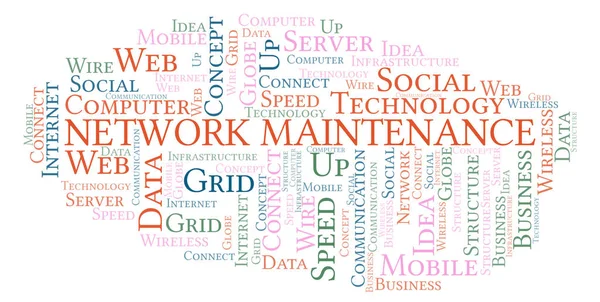 Network Maintenance word cloud. Word cloud made with text only.