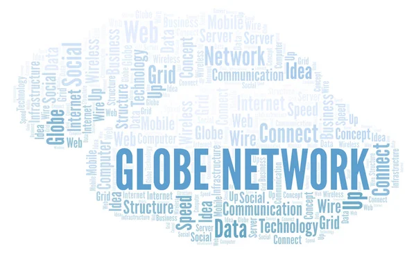 Globe Network Word Cloud Nuvola Parole Fatta Solo Con Testo — Foto Stock