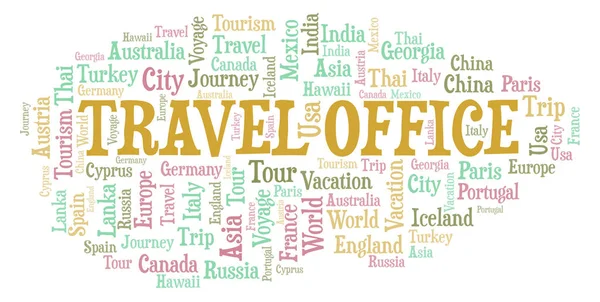 Travel Office Nuvem Palavras Wordcloud Feito Apenas Com Texto — Fotografia de Stock