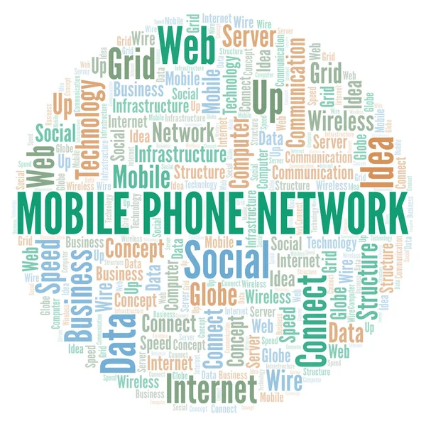 Mobile Phone Network word cloud. Word cloud made with text only.