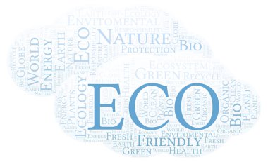 Eko kelime bulutu. Yalnızca metin ile yapılan Wordcloud.