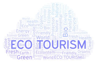 Eko turizm kelime bulutu. Yalnızca metin ile yapılan Wordcloud.