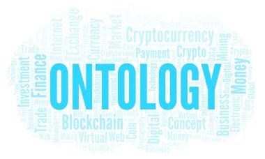 Ontoloji cryptocurrency sikke kelime bulutu. Yalnızca metin ile yapılan kelime bulutu.