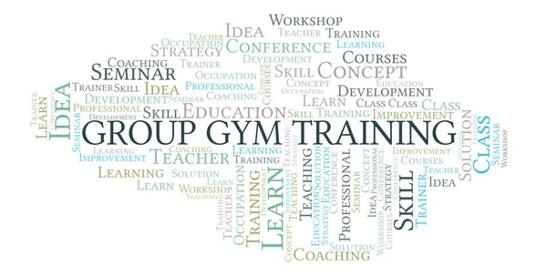 Wortwolke Für Gruppen Fitnesstraining Wordcloud Nur Mit Text Erstellt — Stockfoto