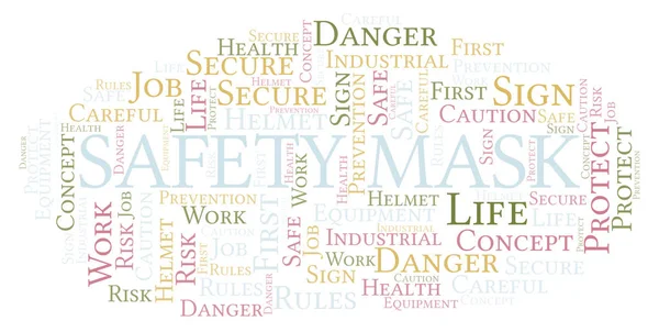 Safety Mask Word Cloud Word Cloud Realizat Numai Text — Fotografie, imagine de stoc