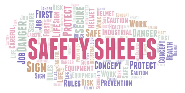 Safety Sheets word cloud. Word cloud made with text only.