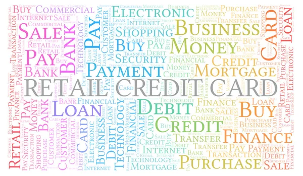 Carta Credito Dettaglio Word Cloud Wordcloud Realizzato Solo Con Testo — Foto Stock