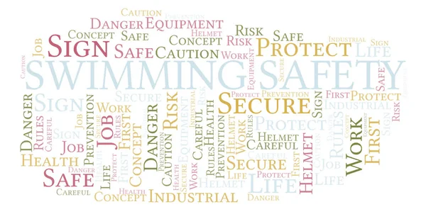 Swimming Safety word cloud. Word cloud made with text only.