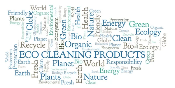 Eco Nettoyage Produits Mot Nuage Wordcloud Fait Avec Texte Seulement — Photo