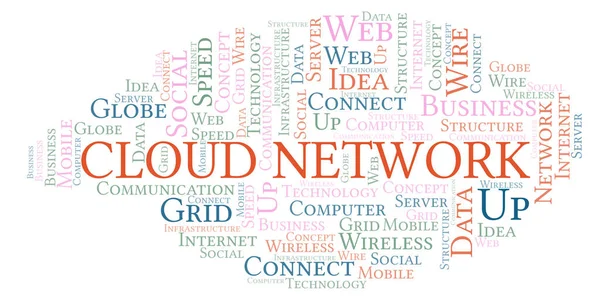 Cloud Network Parola Cloud Nuvola Parole Fatta Solo Con Testo — Foto Stock