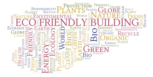 Eco Friendly Byggnad Word Cloud Wordcloud Gjorda Med Endast Text — Stockfoto