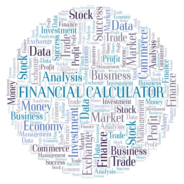 Pénzügyi Számológép Szó Felhő Wordcloud Készült Csak Szöveg — Stock Fotó