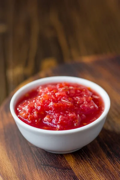 Indian Chutney Mexican Salsa White Ceramic Bowl — Stock Photo, Image