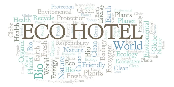 Eco Hotel Slovo Mrak Wordcloud Pouze Text — Stock fotografie