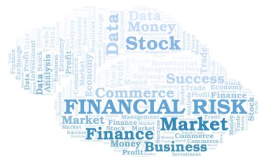 Finansal Risk kelime bulutu, yalnızca metin ile yapılan wordcloud.