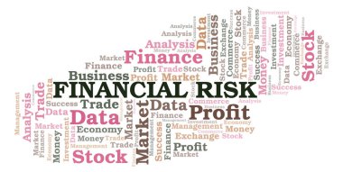 Finansal Risk kelime bulutu, yalnızca metin ile yapılan wordcloud.