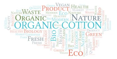 Organik Pamuk kelime bulutu, yalnızca metin ile yapılan wordcloud.